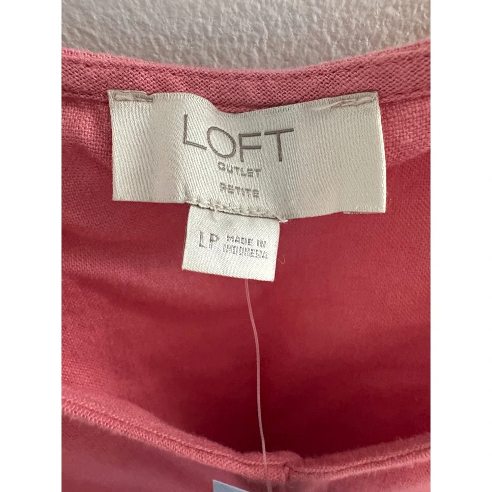 LOFT Outlet Womens Large Petite Pink Linen Blend Tie Front Wide Leg Jumpsuit NWT - Picture 5 of 10